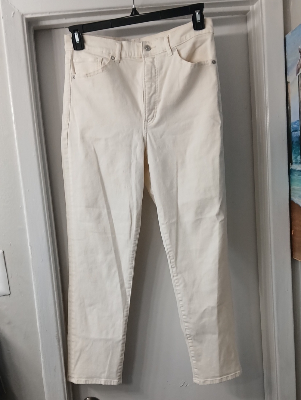 Express Cream High-Rise Straight Jeans